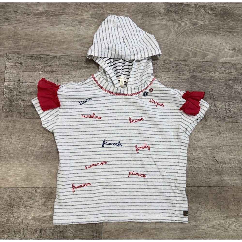 Matilda Jane Enchanted Garden Blaire Striped Kids Hoodie 12 Red White Blue